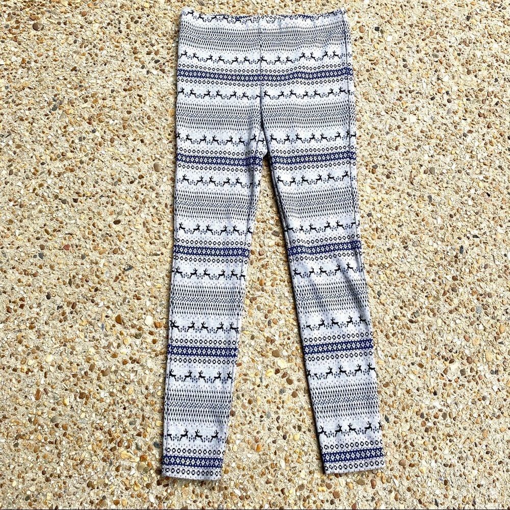 Free People Reindeer Thick Knit Gray Black Leggings Size S